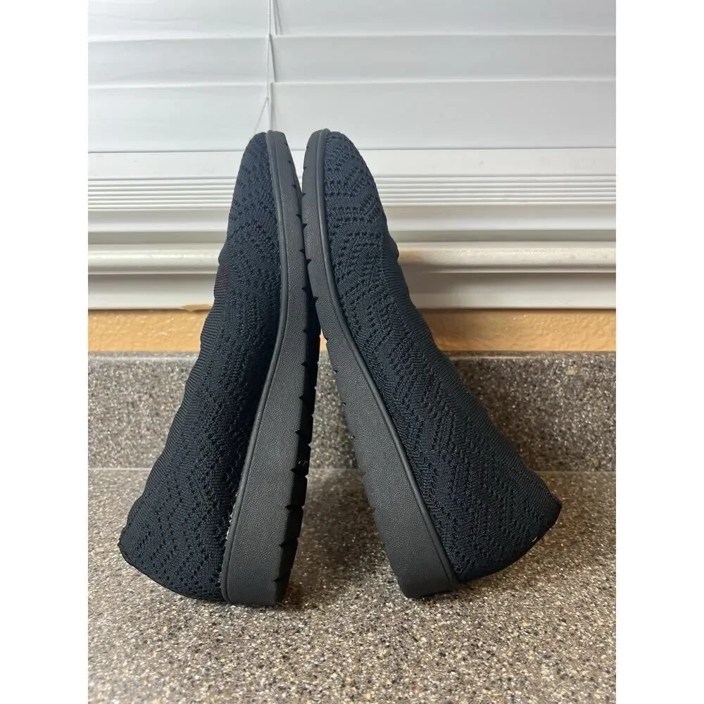 Skechers Air Cooled Memory Foam Fabric Shoe Slip On Women 10 Flat Comfort Casual